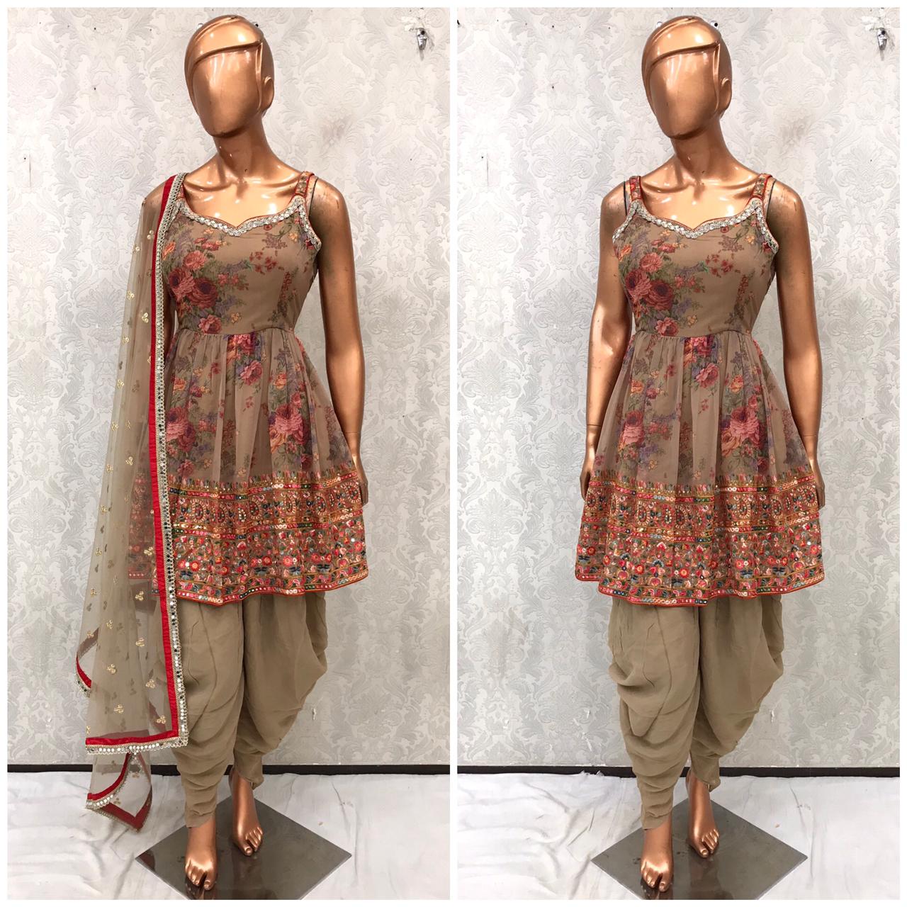 New Designer Party Wear Look Top ,Dhoti Salwar and Dupatta 1100 – Mavani  Fashion
